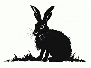 Black and White Silhouette of a Rabbit