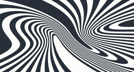 Psychedelic pattern with melting and distorting lines. The geometric background by stripes. 3d vector illustration for brochure, annual report, magazine, poster, presentation, flyer or banner.  - obrazy, fototapety, plakaty
