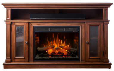 Isolated Electric Fireplace Stand Isolated on Transparent Background PNG.