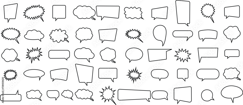 Poster set of talk bubble speech icons. blank empty bubble vectors illustrations designs elements. chat on 