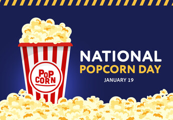National Popcorn Day Vector Illustration on January 19th, Vector illustration design. - obrazy, fototapety, plakaty