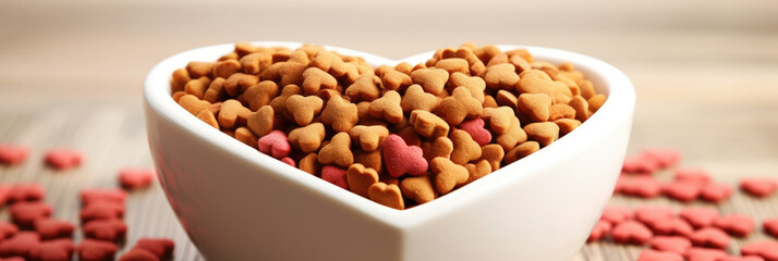 Heart Shaped Bowl Filled With Dog Food