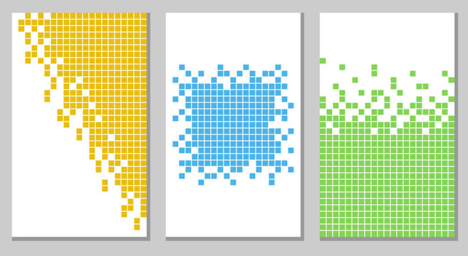 Abstract color mosaic banner design. Pixels cover background. Vector illustration for website, card, poster