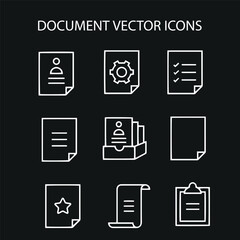 paper document line vector icon set