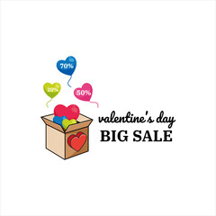 Happy Valentine's Day big sale card with red realistic banner heart on a red pink background. Vector illustration EPS 10