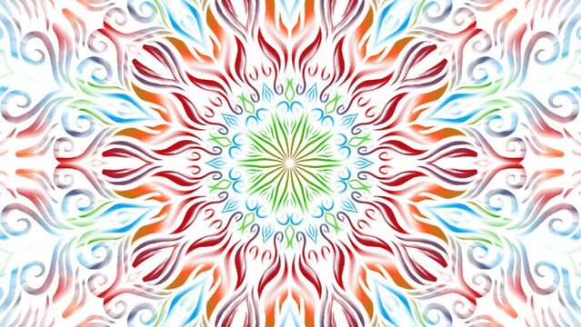 Beautiful colourful caleidoscope gradient flower art pattern of indonesian motion graphics for intro opening ads 