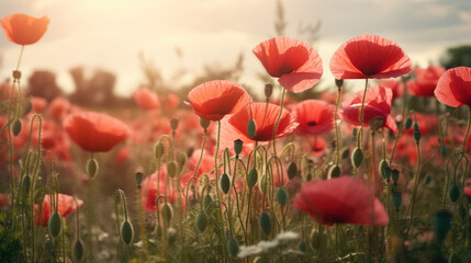 A field of red poppies sways under a tranquil sky, honoring the memory and spirit of ANZAC Day