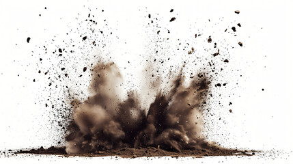 Dirt explosion with debris flying