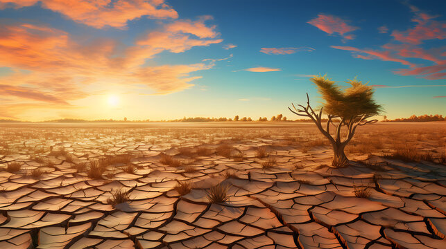 Cracked land on a hot sunny day © Trendy Graphics