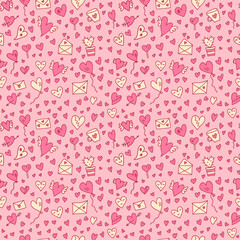 Romantic valentine seamless pattern for wrapping paper, background, textile. Trendy abstract print. Flat style illustration.