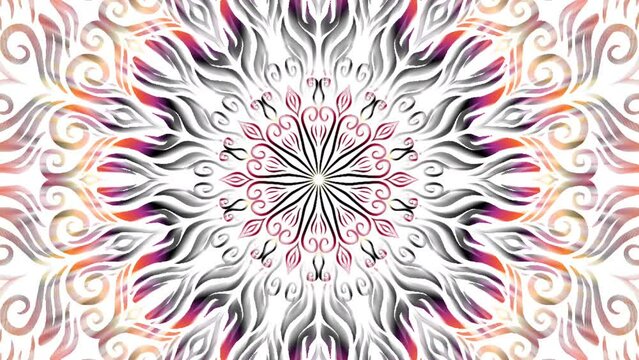 Beautiful colourful caleidoscope gradient flower art pattern of indonesian motion graphics for intro opening ads 