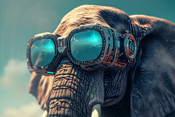 an elephant wearing glasses - obrazy, fototapety, plakaty