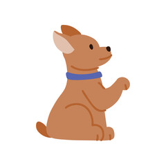 Charming vector illustration featuring a playful dog standing on its hind legs. adding a delightful touch to the scene. Puppy isolated on white background.