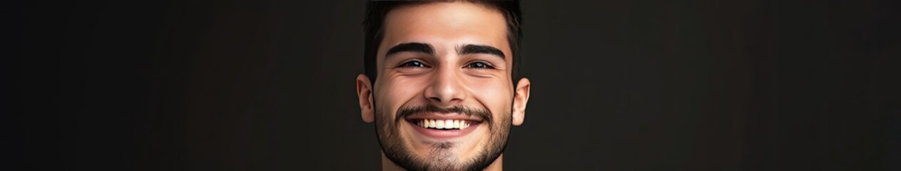Obraz premium Handsome young smiling man black background