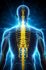 Human spinal pain from back view