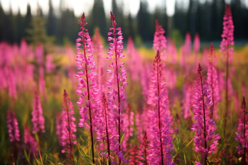 lavender field in the mountains. Generative Ai