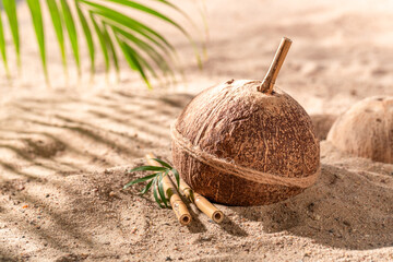Fresh coconut milk in shell perfect for hot days.