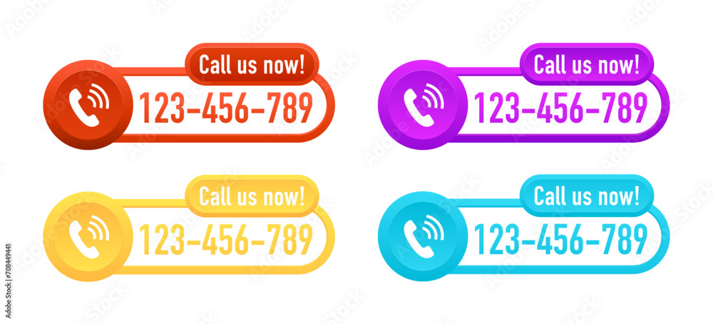 Poster call us now modern internet button - template for phone number in website header - conspicuous stick