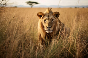 Fototapeta premium Nature wild safari animals carnivore lion predator mammal african africa wildlife cat mane
