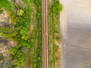 Aerial view of the railroad tracks