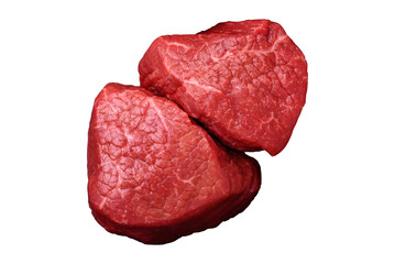 Fresh juicy raw beef medallions with salt and spices