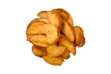 Delicious crispy fried potato wedges with salt, spices and herbs