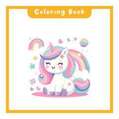 cute Unicorn Pony Card design, coloring book for kids