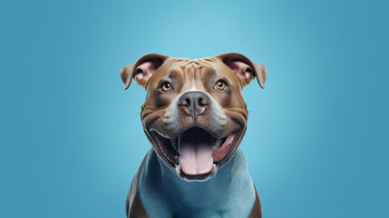 Portrait happy smiling american bully dog
