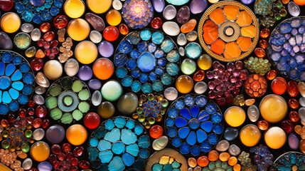 Fototapeta na wymiar Gems in rainbows mosaic in the style