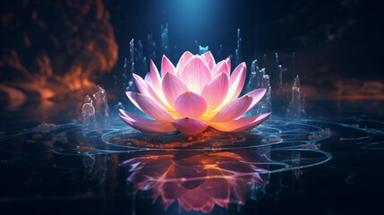  generative ai picture zen lotus flower on water