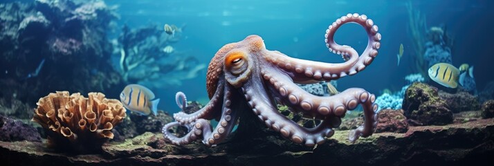 Fototapeta na wymiar sea background Octopus in the ocean