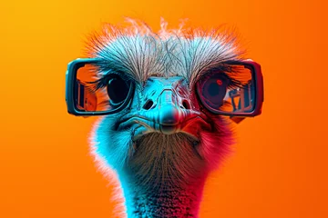 Zelfklevend Fotobehang an ostrich wearing glasses © ayam