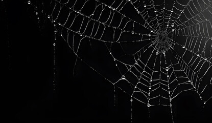 Spider web on black background