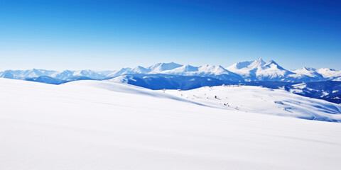 Obraz premium Winter mountain peaks are covered with snow. Ski landscape. Freeriding. Winter sports concept. Generative AI