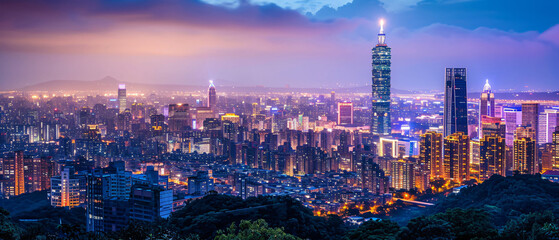 Naklejka premium Taipei City Beautiful Panorama