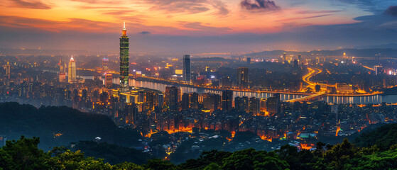 Naklejka premium Taipei City Beautiful Panorama