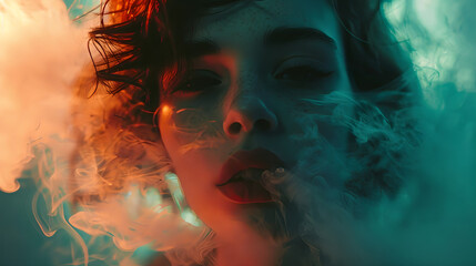 portrait of a woman in a smoke