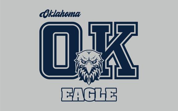 Oklahoma eagle logo vector. Hand lettering design for t-shirt hoodie baseball cap jacket