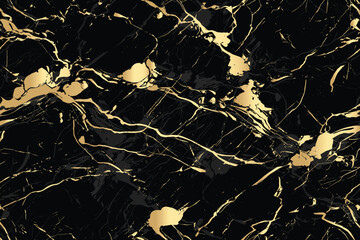 Black marble texture background with white curly veins. closeup surface granite stone texture for ceramic wall tile, flooring and kitchen design illustration - obrazy, fototapety, plakaty