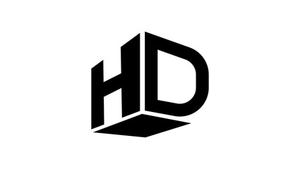 HD symbol, black isolated silhouette