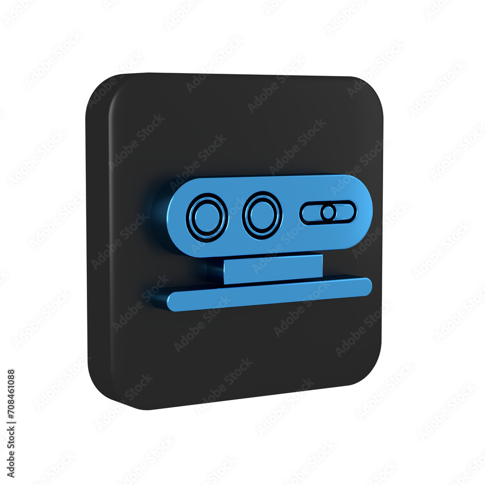 Canvas Prints Blue 3d scanning system icon isolated on transparent background. Black square button.