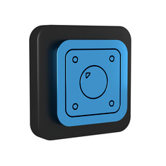 Blue Electric light switch icon isolated on transparent background. On and Off icon. Dimmer light switch sign. Concept of energy saving. Black square button.