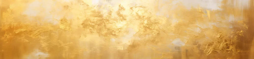 Fotobehang Gold metal textured background or website banner thick oil paint with deep textures and smooth waves © MD Media