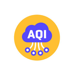 Air quality index, AQI icon, flat vector