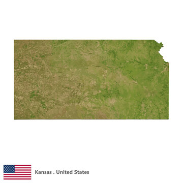 Kansas, States of America Topographic Map (EPS)