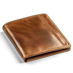 Elegant Brown Leather Wallet Isolated on White Background