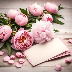 Fototapeta na wymiar pink tulips on wooden table