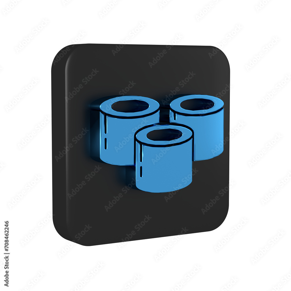 Wall mural blue sushi icon isolated on transparent background. traditional japanese food. black square button.