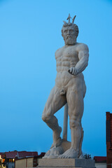  15/02/2023 Hel city with Neptun sculpture in front of museum and church. Hel, Poland. © fotomaster