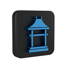 Blue Japan Gate icon isolated on transparent background. Torii gate sign. Japanese traditional classic gate symbol. Black square button.